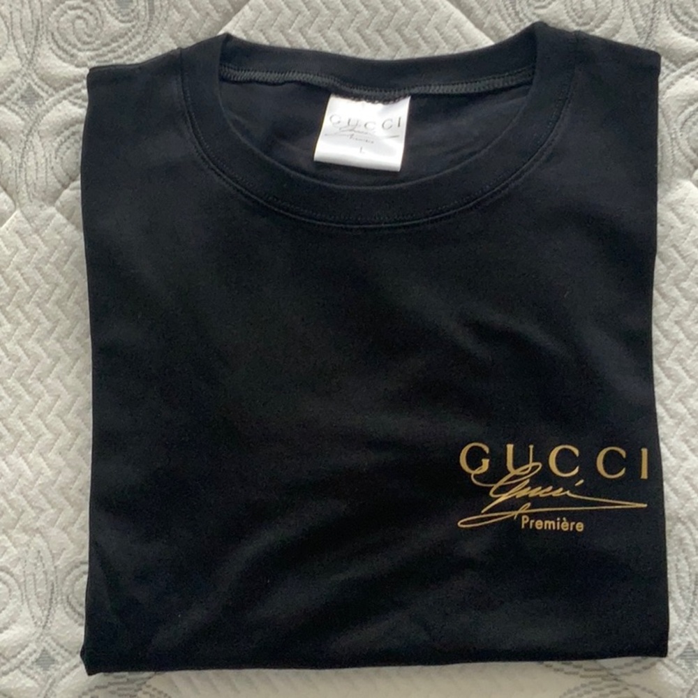 🏖️Gucci Premiere Promotional Large Cotton Long Sleeve Black T Shirt Unis… - Picture 5 of 7
